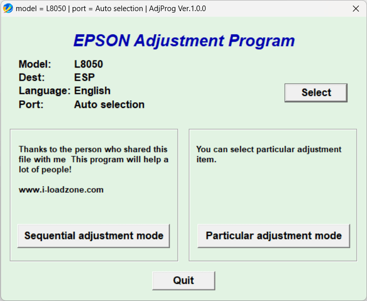 Download Resetter Epson L8050