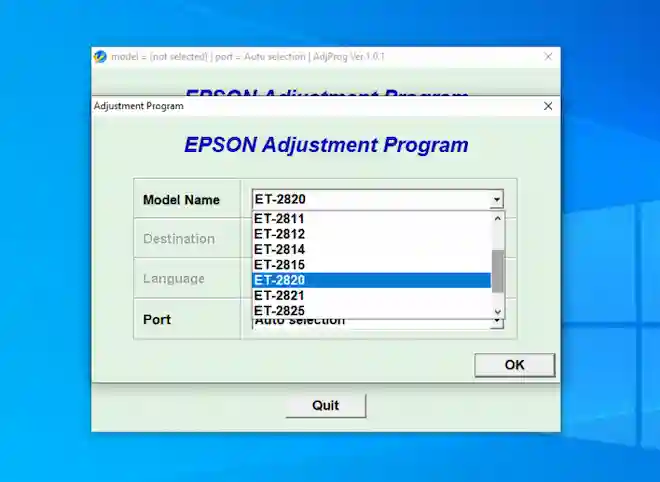 Resetter Epson ET-2820 Gratis